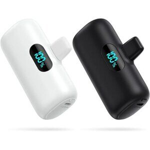 Mini Portable iPhone Charger 5000mAh Power Bank Fast Charging 2 Pack Backup